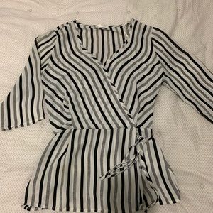 V neck stripped blouse